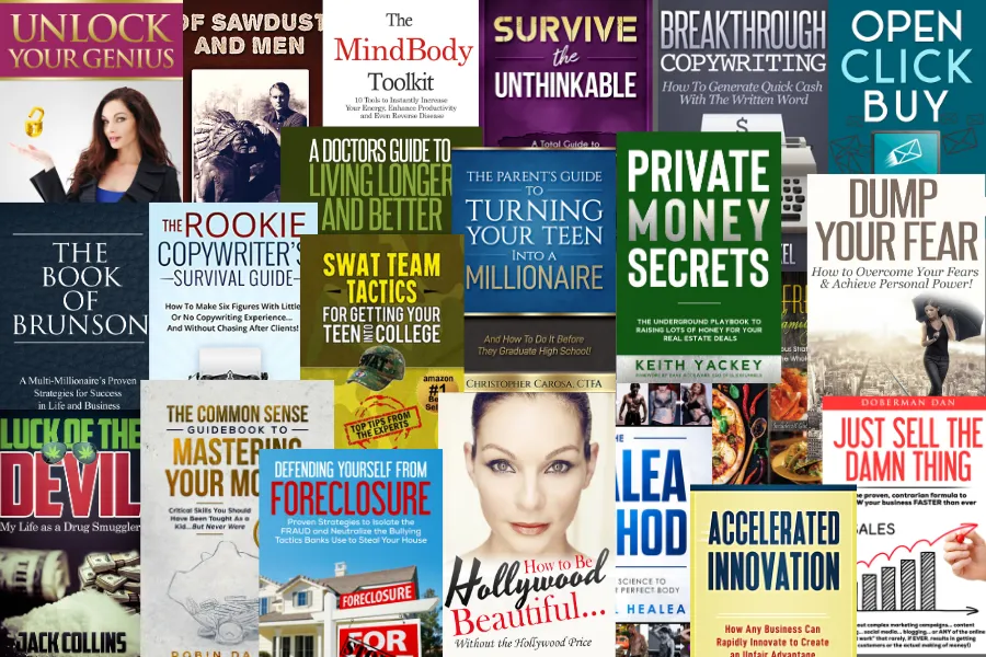 Collage of client book covers