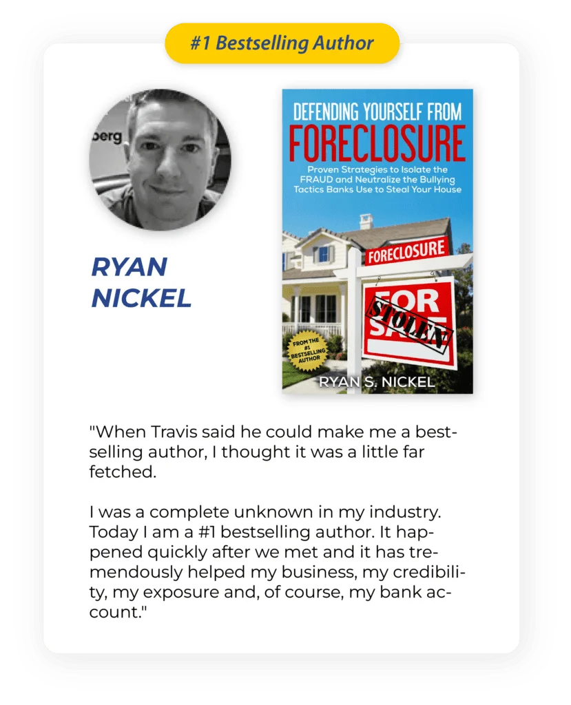Testimonial from Ryan Nickel, #1 bestselling author of Defending Yourself From Foreclosure