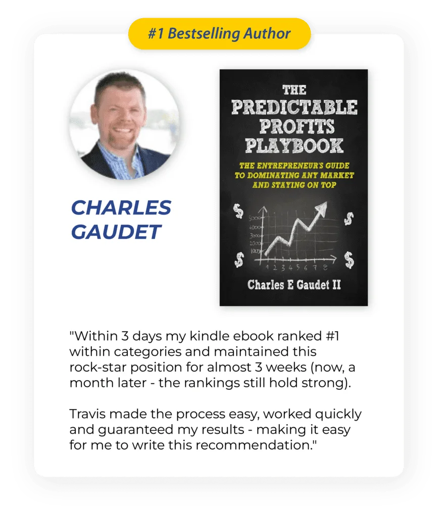 Testimonial from Charles Gaudet, #1 bestselling author of The Predictable Profits Playbook