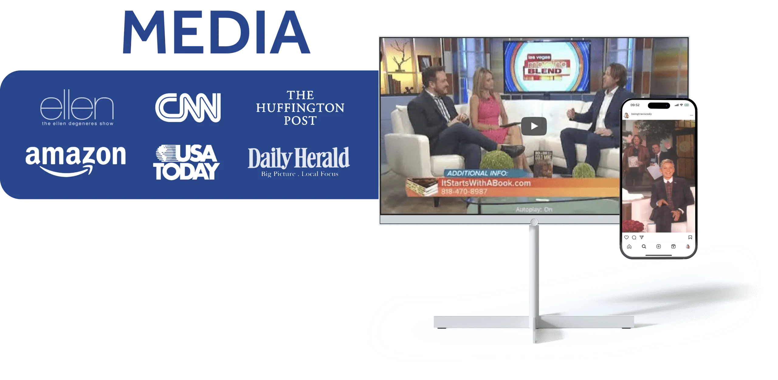 Travis Cody in the media: Ellen, CNN, The Huffington Post, Amazon, USA Today and Daily Herald